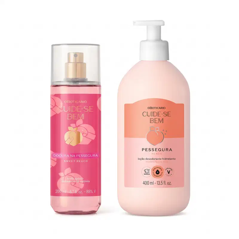 Combo Cuide-se Bem Pessegura: Loção Hidratante Corporal 400ml + Body Splash 200ml