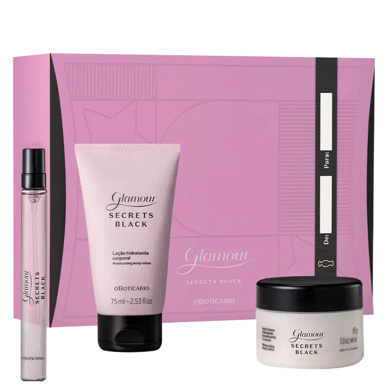 Conjunto Glamour Secrets Black o Boticário Feminino (3 Produtos)