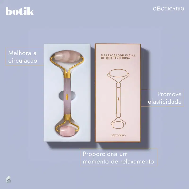 o Boticário Botik - Massageador Facial Rosa de Quartzo