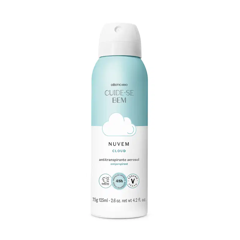 Desodorante Antitranspirante Aerosol Cuide-se Bem o Boticário Nuvem, 125ml.