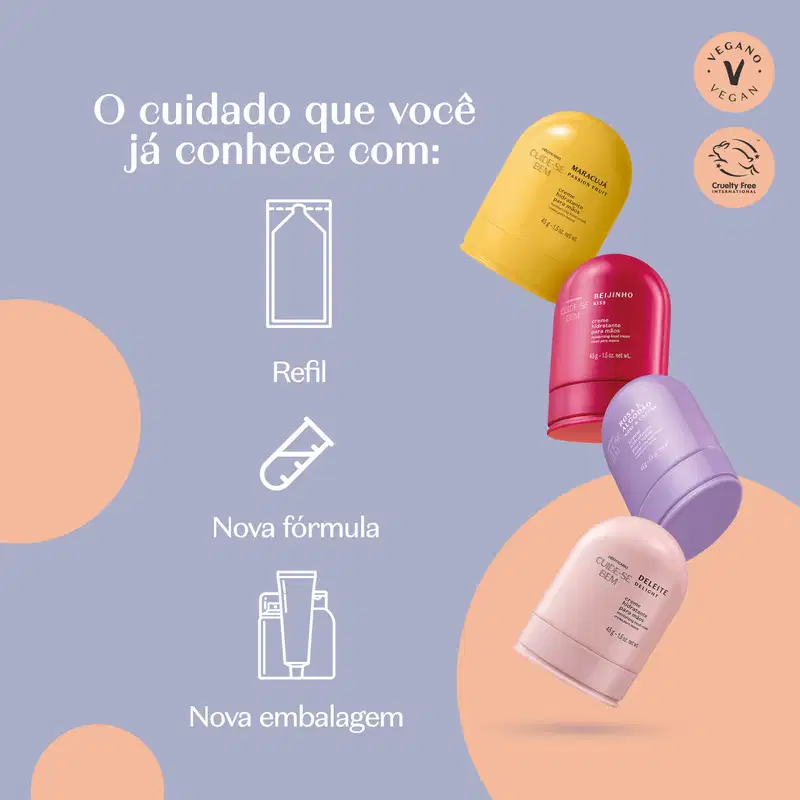 Cuide-se Bem Rosa e Algodão o Boticário - Creme Hidratante para Mãos 45g