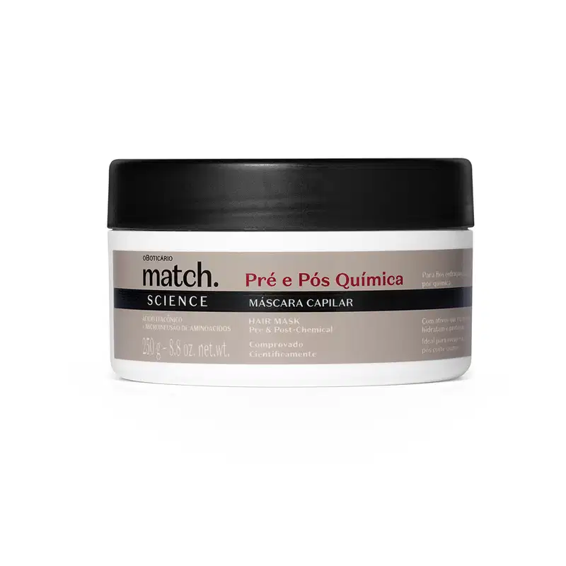 Match Science Pré e Pós-Química o Boticário - Máscara Capilar 250g