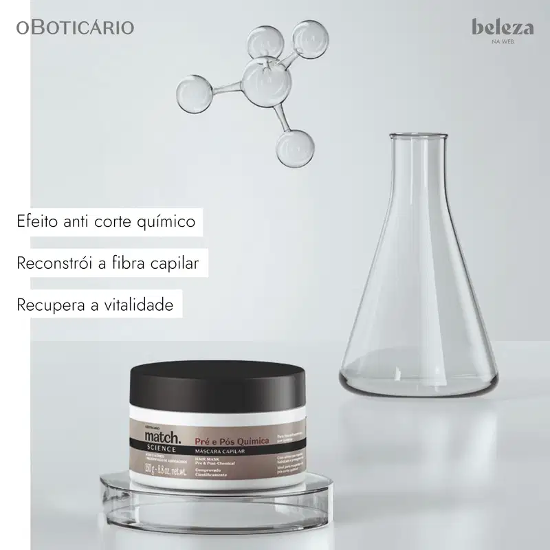Match Science Pré e Pós-Química o Boticário - Máscara Capilar 250g