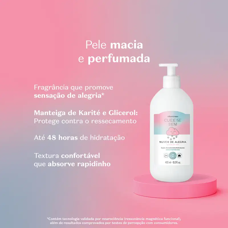 Cuide-se Bem o Boticário Nuvem de Alegria - Loção Hidratante Desodorante Corporal 400ml