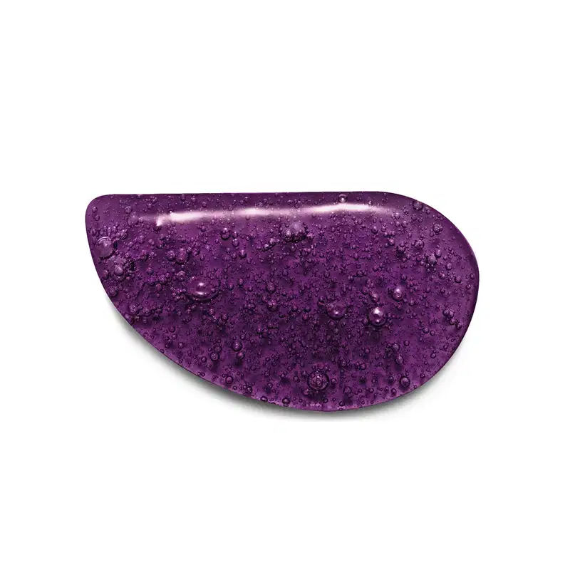 Textura roxa brilhante com bolhinhas, com superfície irregular e aspecto úmido, sugerindo se tratar do sabonete líquido da marca Nativa SPA Uva Merlot.