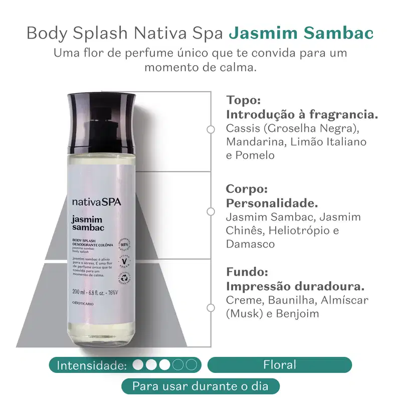 Body Splash Desodorante Colônia Nativa SPA Jasmim Sambac 200ml