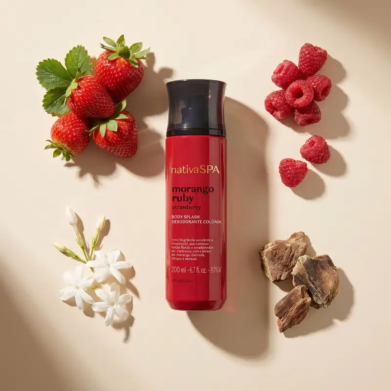 Body Splash Desodorante Colônia Nativa SPA Morango Ruby 200ml