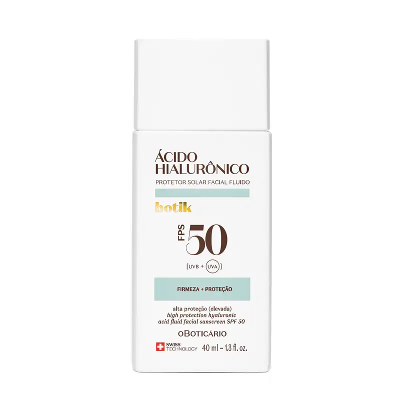 Protetor Solar Facial Fluido FPS 50 Botik Ácido Hialurônico 40ml