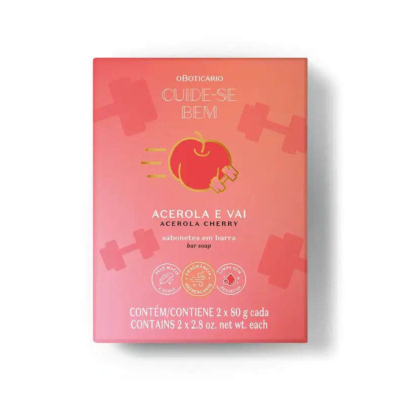 Kit Sabonetes Em Barra Cuide-se Bem Acerola e Vai 2 x 80g