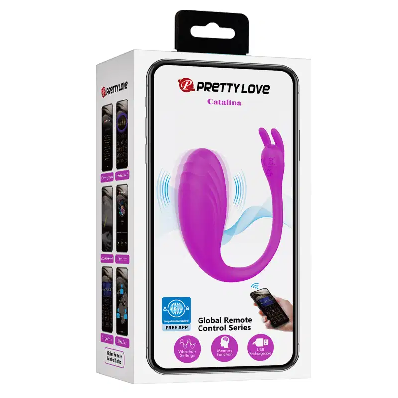 Bullet Recarregável em silicone com 12 modos de vibrações e controle remoto via app - Pretty love Catalina
