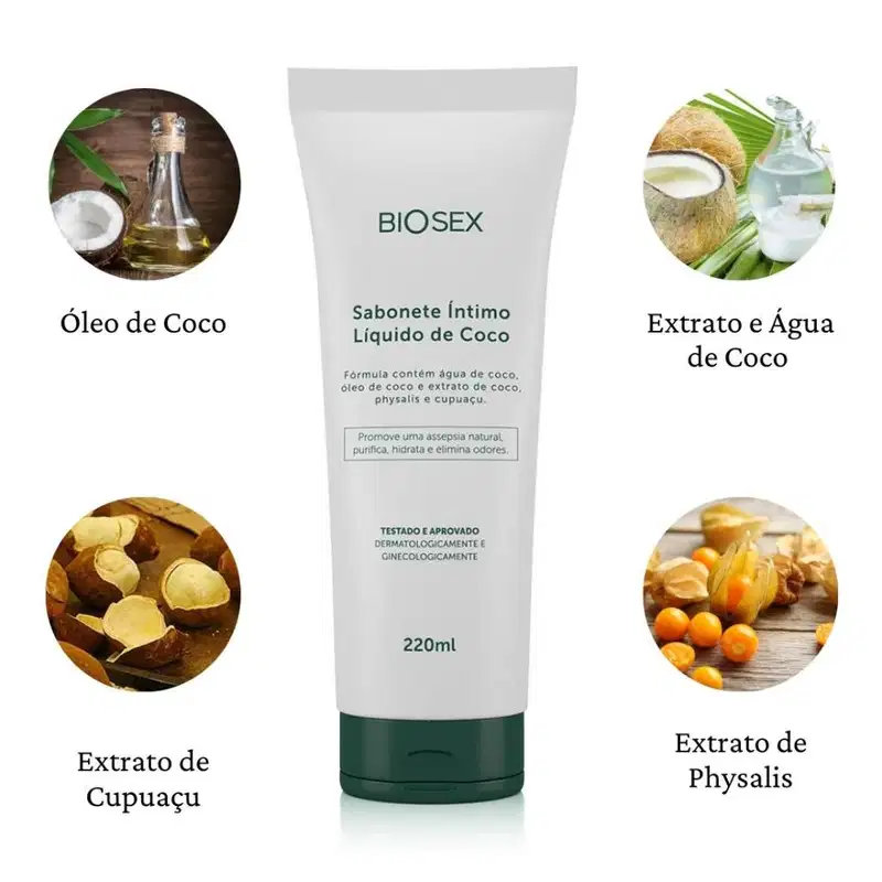 2 Sabonete Líquido Intimo Oleo De Côco Região Intima Biosex
