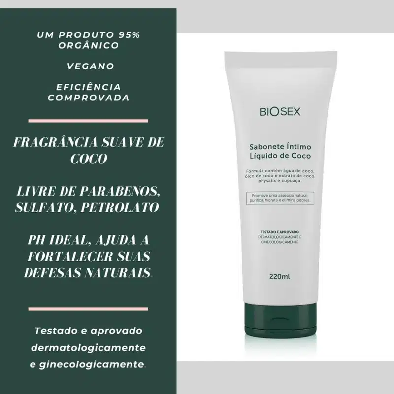 2 Sabonete Líquido Intimo Oleo De Côco Região Intima Biosex