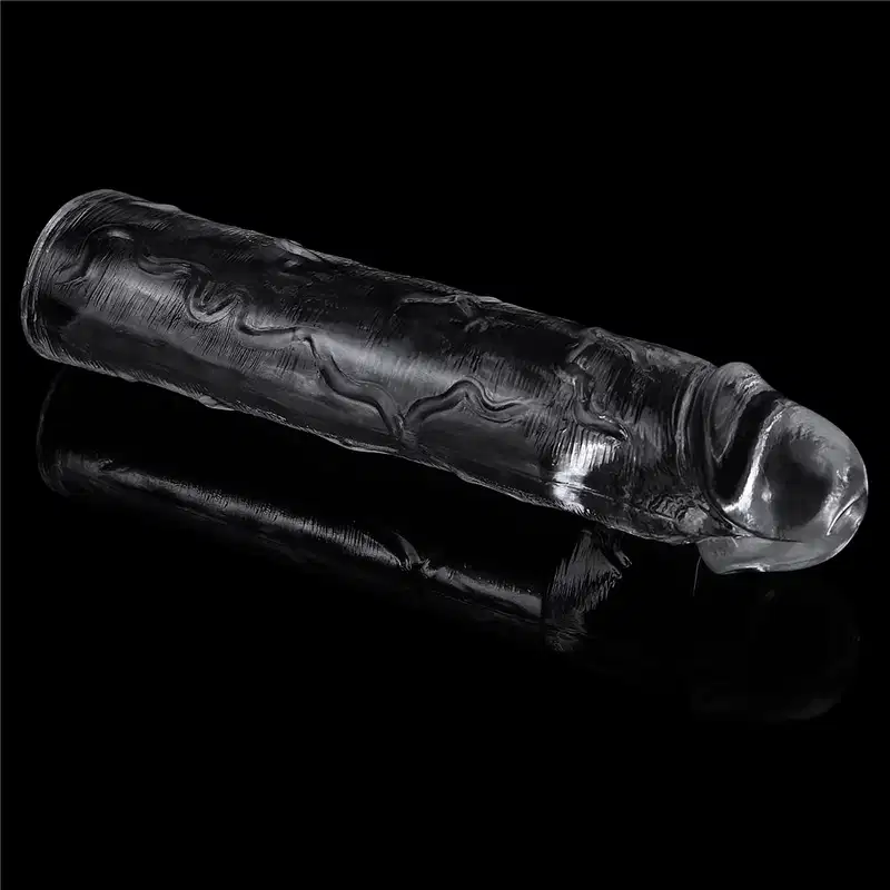 Capa Peniana Extensora Transparente em Jelly 19cm x 4cm TPE Lovetoy 13,5cm Penetrável