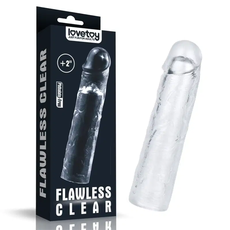 Capa Peniana Extensora Transparente em Jelly 19cm x 4cm TPE Lovetoy 13,5cm Penetrável