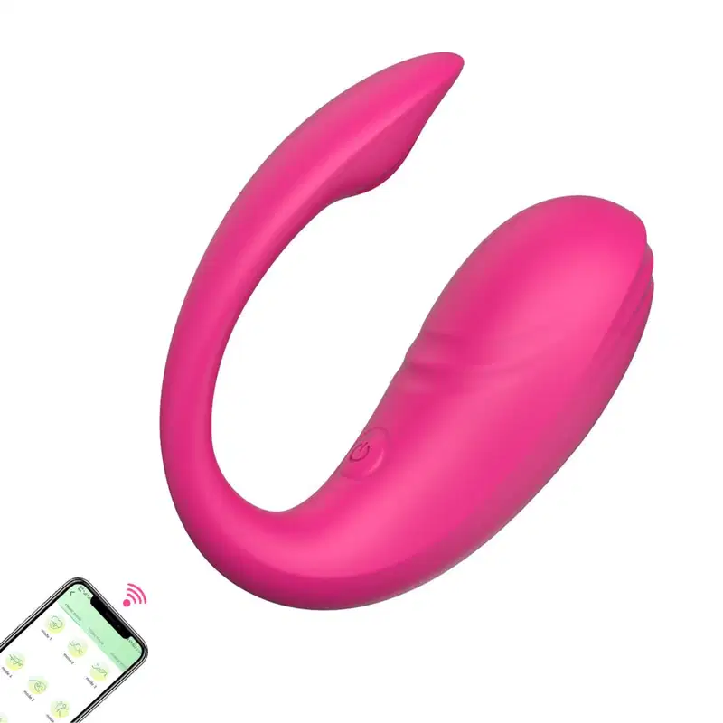 Vibrador Casal Controle Aplicativo Pink 10 Estágios de Vibração Ponto G 20cm x 3,2cm em Silicone Recarregável