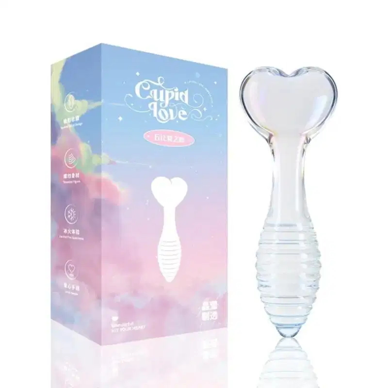 Plug Anal de Vidro Escalonado com Base de Coração Cupid Love 13cm x 3,5cm Mizzee