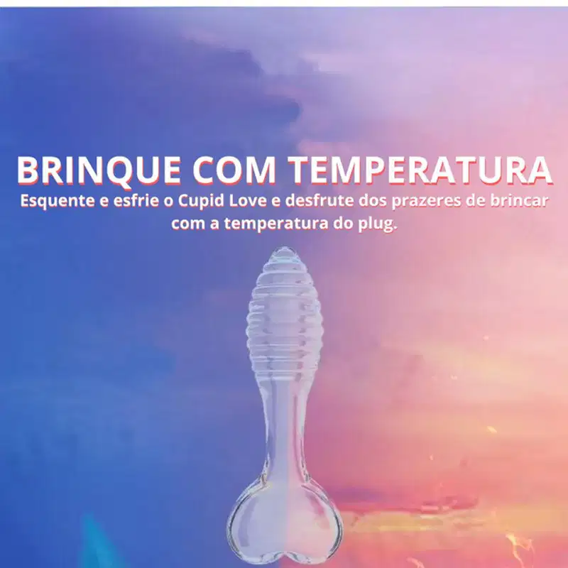 Plug Anal de Vidro Escalonado com Base de Coração Cupid Love 13cm x 3,5cm Mizzee
