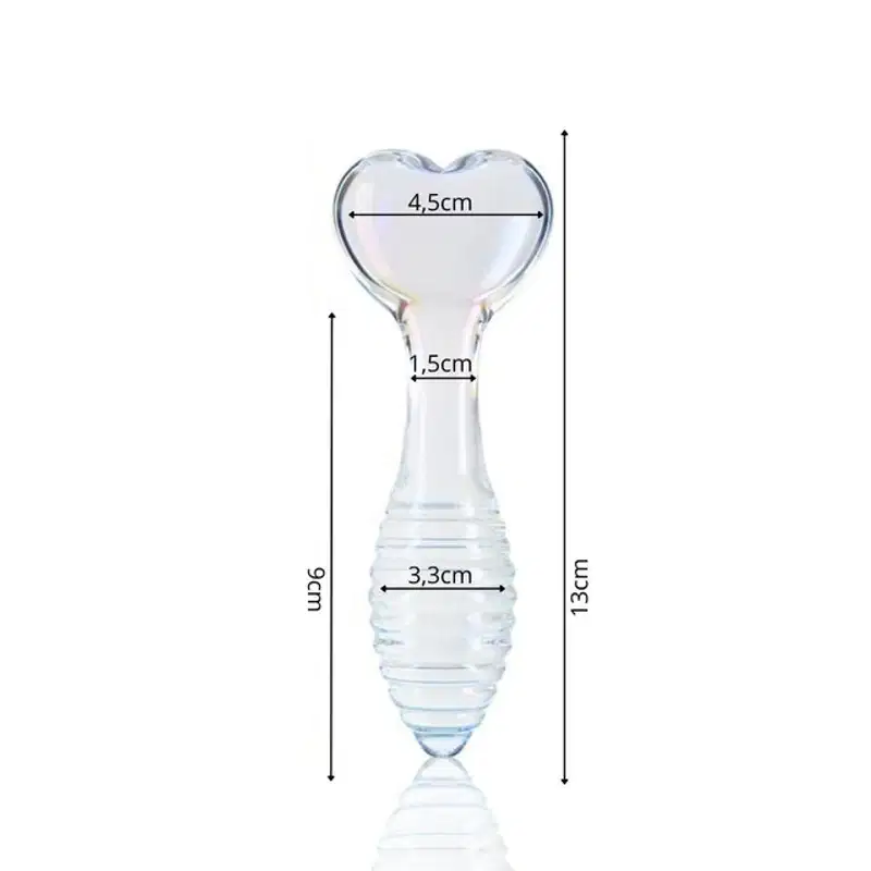 Plug Anal de Vidro Escalonado com Base de Coração Cupid Love 13cm x 3,5cm Mizzee