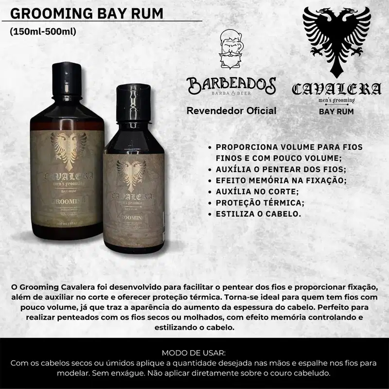 Grooming Modelador Cabelos Masculinos Cavalera Bay Rum 150ml