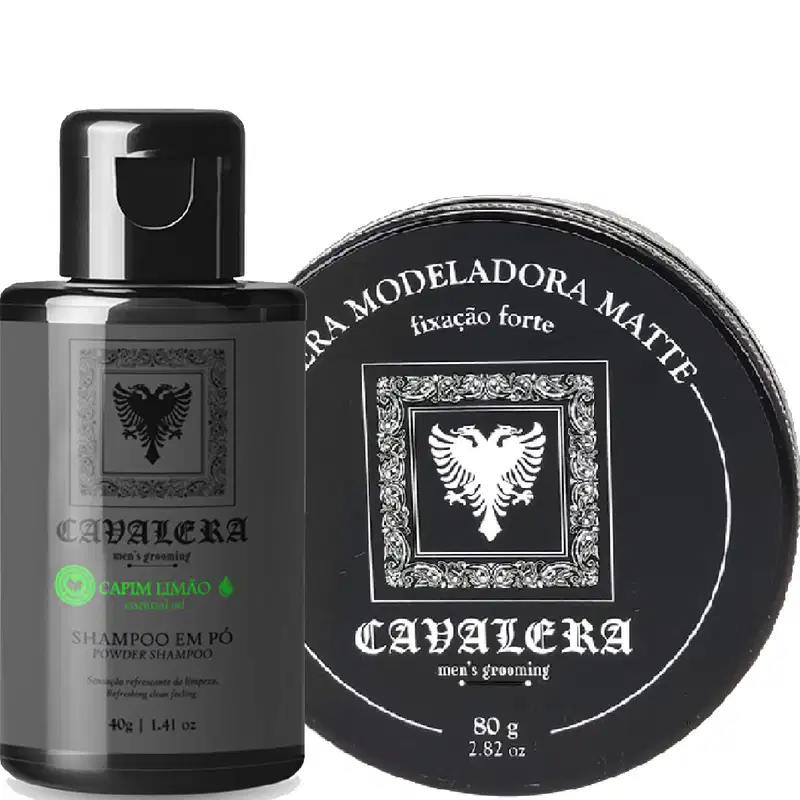 Kit Cavalera Shampoo Em Pó + Pomada Matte Bay Rum 80g