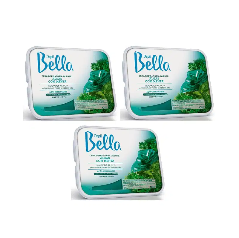 Depil Bella Cera Depilatória Algas 1kg Kit 3uni