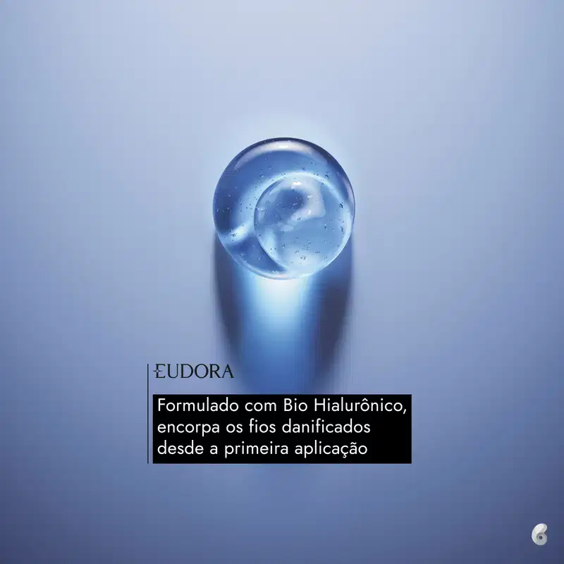 Formulado com Bio Hialurônico, encorpa os fios danificados desde a primeira aplicação.