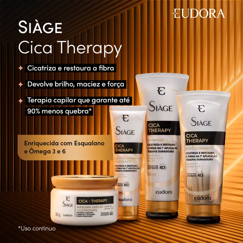 Combo Siàge Cica-Therapy: Shampoo 250ml + Condicionador 200ml + Leave-In 100ml