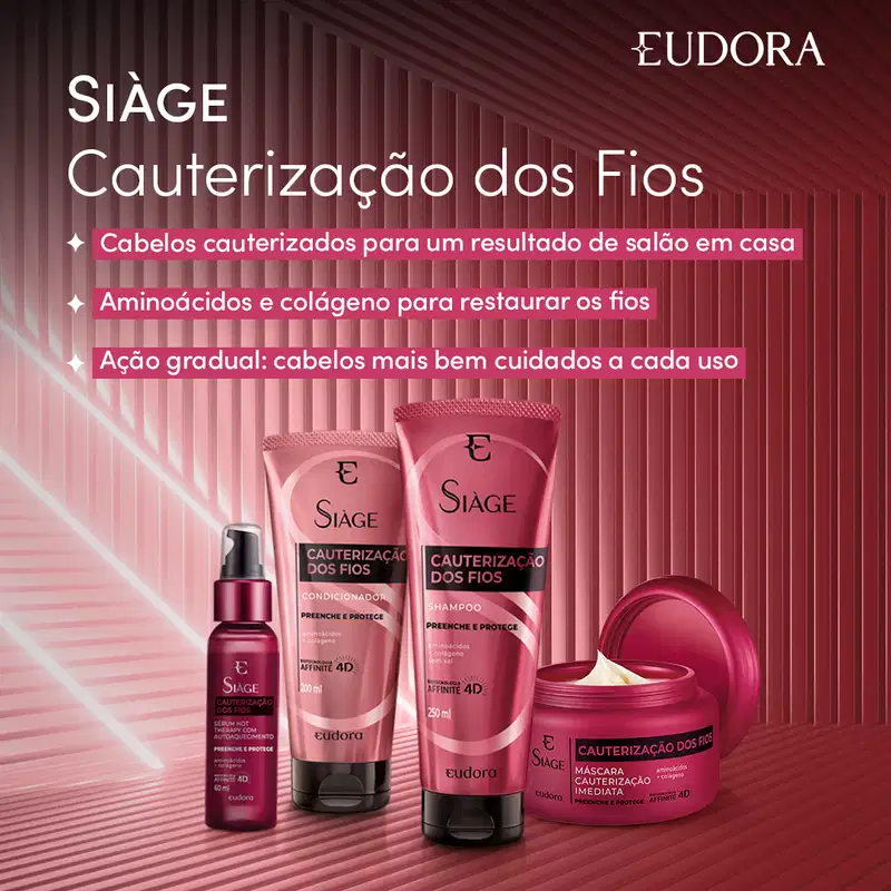 Combo Siàge Cauterização dos Fios: Shampoo 250ml + Máscara Capilar  250ml + Condicionador 200ml