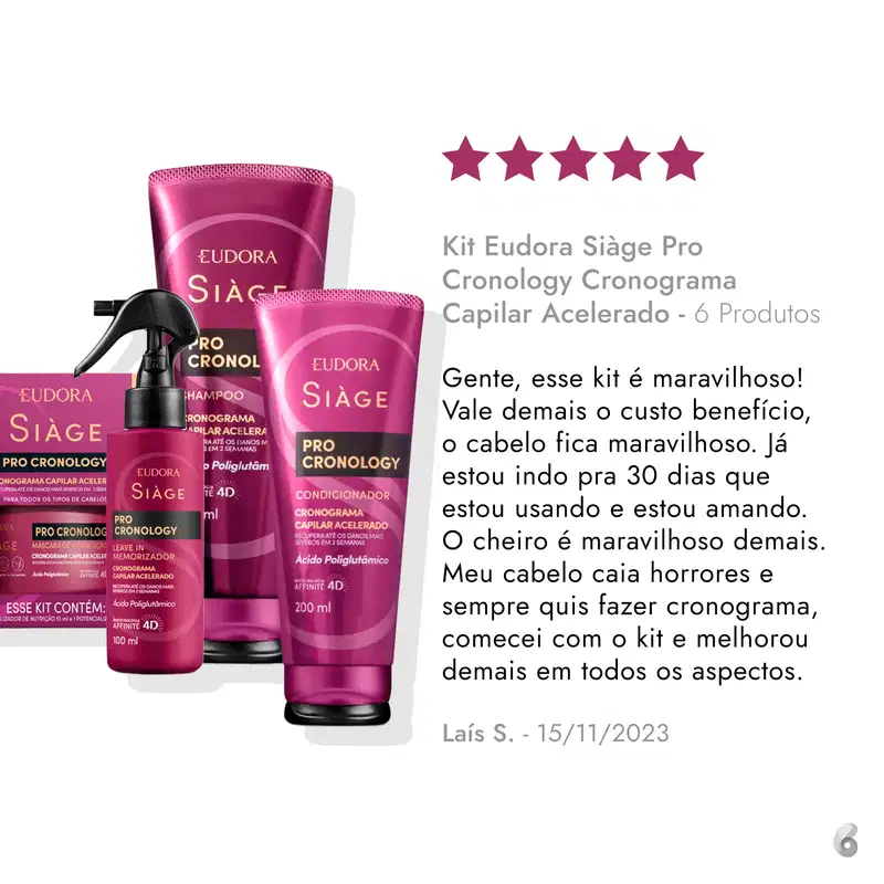 Kit Eudora Siàge Pro Cronology Cronograma Capilar Acelerado (6 Produtos)