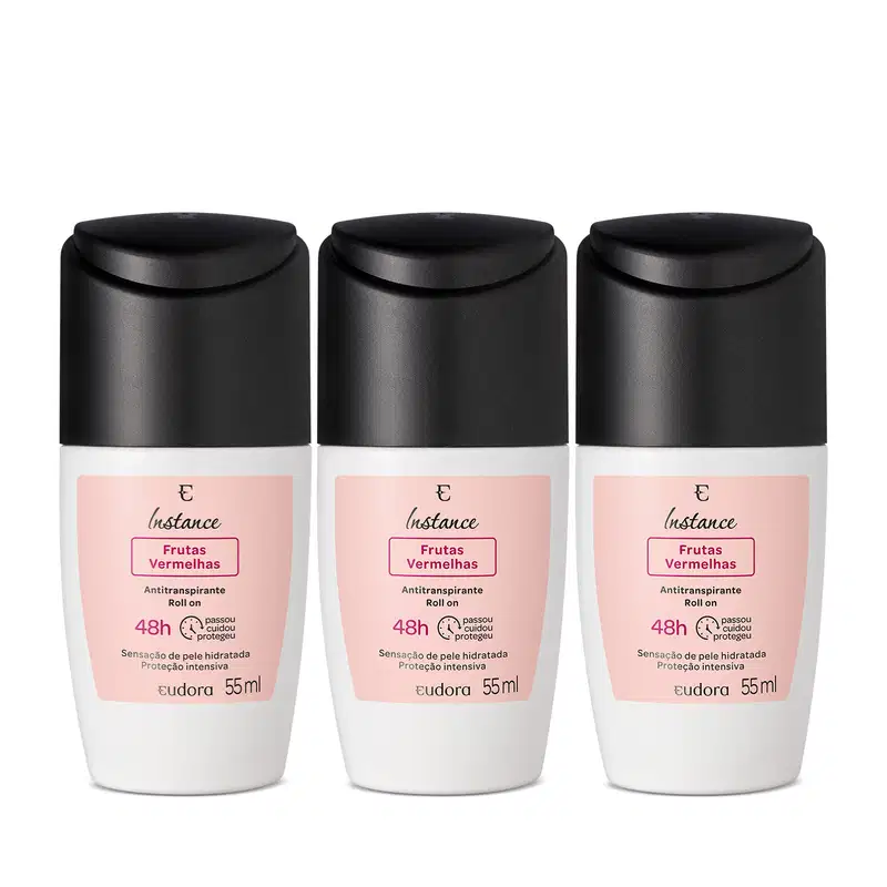 Combo Antitranspirante Roll On Instance Frutas Vermelhas 3x55ml