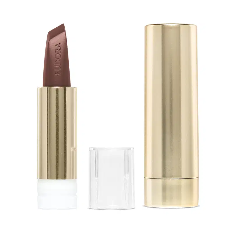 Combo Sofisticada e Determinada: Batom Marrom 3,4g + Case Dourado