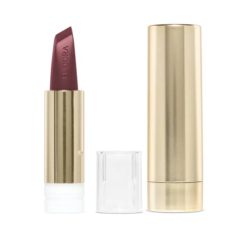 Combo Sofisticada e Cheia de Atitude: Batom Vinho 3,4g + Case Dourado