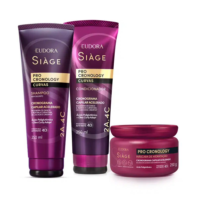 Kit Eudora Siàge Pro Cronology Curvas Trio Hidratação (3 Produtos)