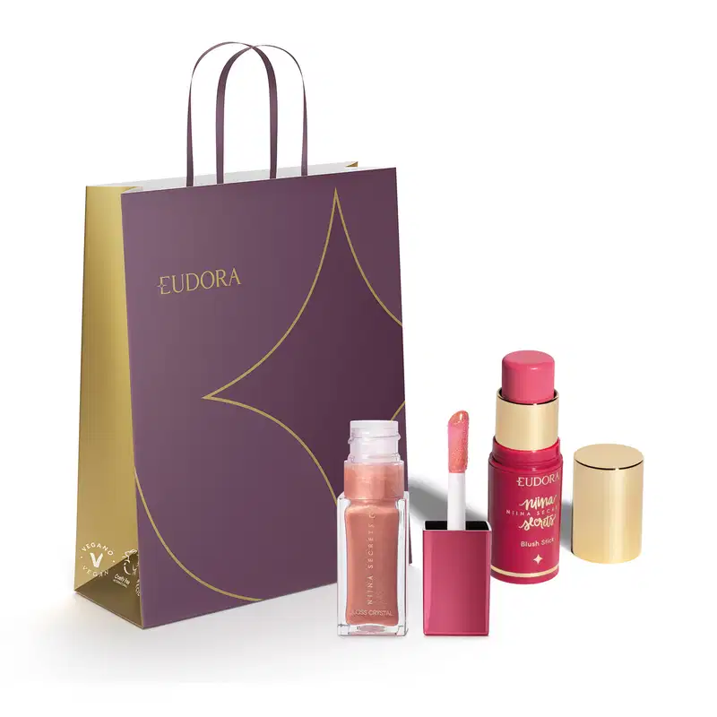 Combo Presente Niina Secrets: Gloss 7ml + Blush 5g + Sacola