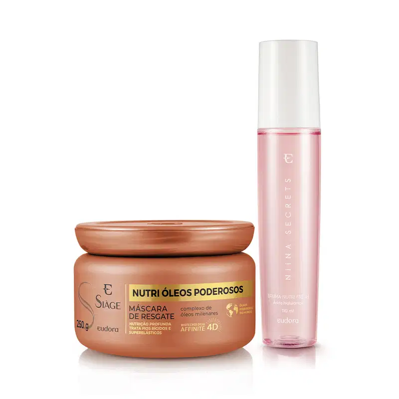 Combo Máscara Capilar Siàge Nutri Óleos Poderosos 250g + Bruma Nutri Fresh Niina Secrets 110ml