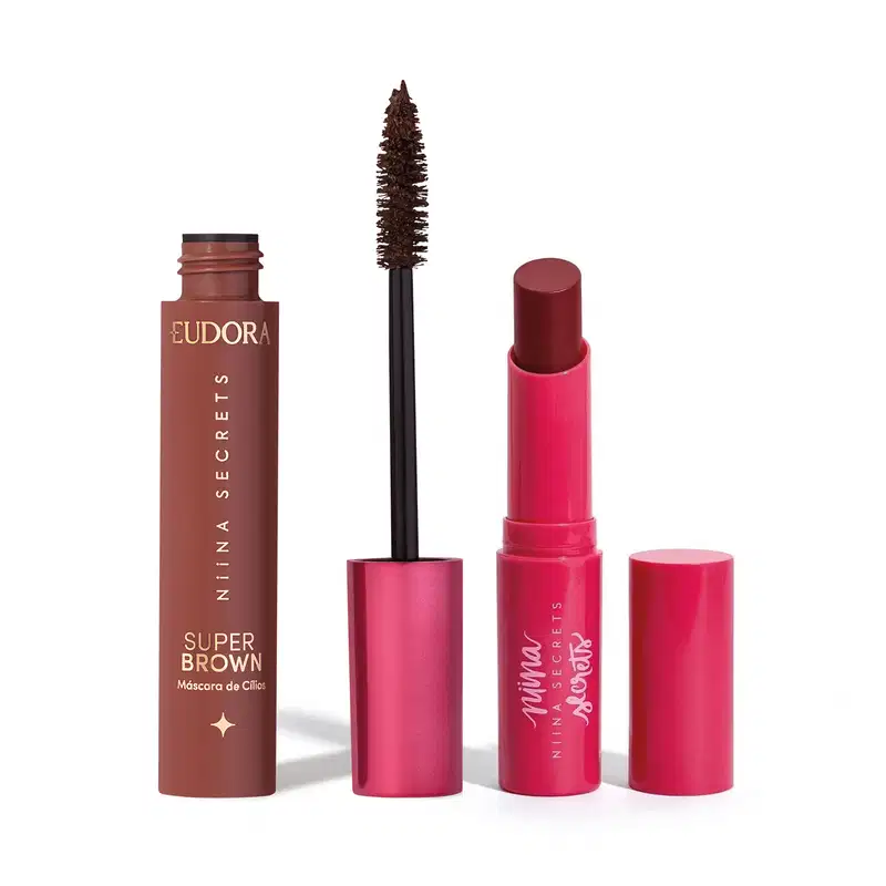 Combo Niina Secrets: Hidra Balm Rosa 3,2g + Máscara de Cílios Super Brown 10g
