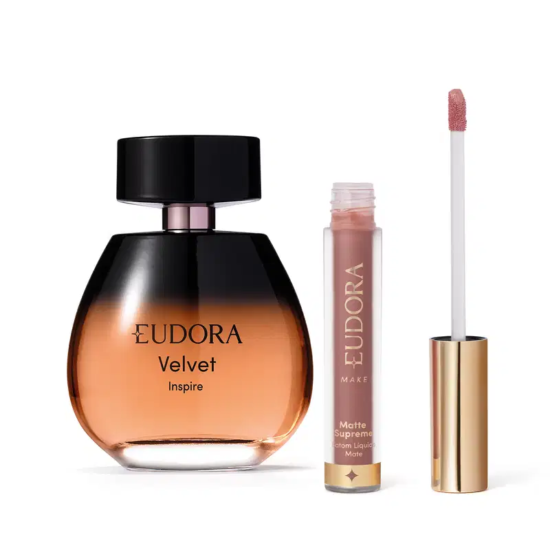 Conjunto Velvet Inspire Eudora - Desodorante Colônia 100ml + Batom Matte Supreme Nude Desejo 4ml