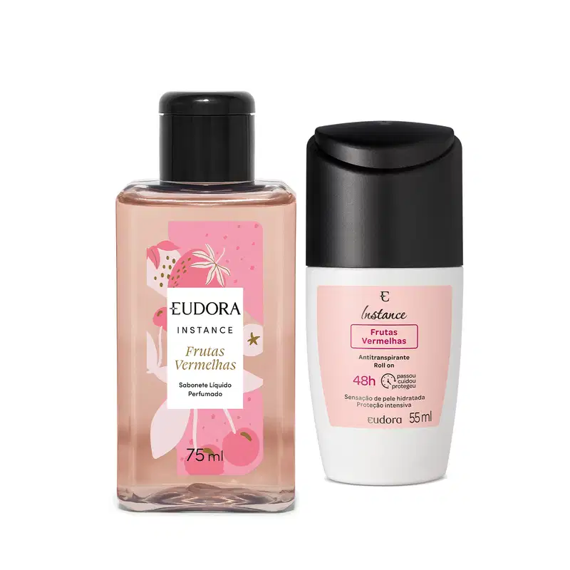 Combo Instance Frutas Vermelhas: Sabonete Líquido 75ml + Antitranspirante Roll On 55ml