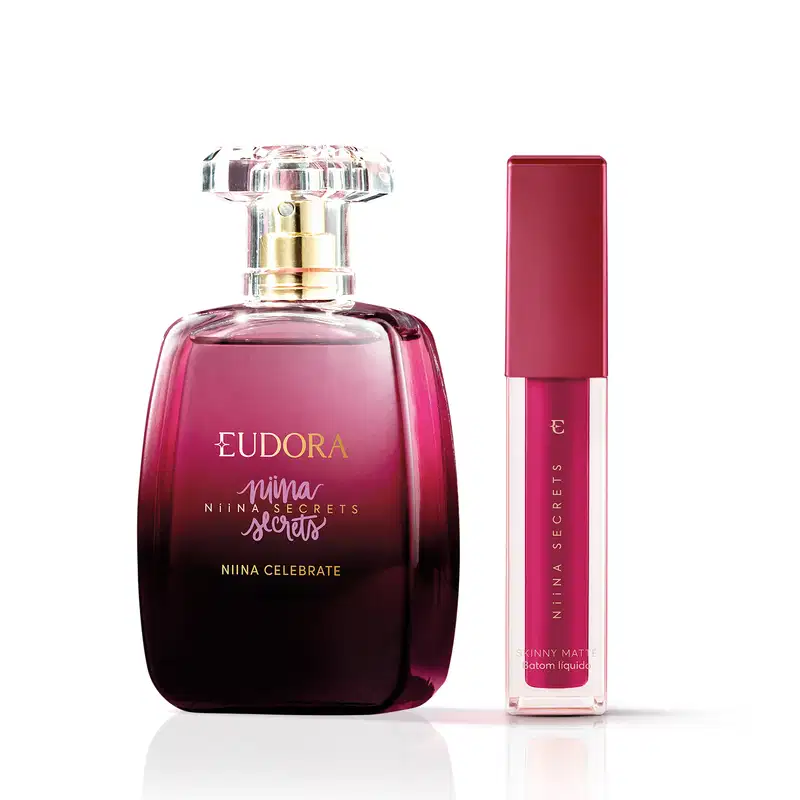 Conjunto Niina Secrets Eudora - Batom Skinny Matte Pink Peônia 5ml + Desodorante Colônia Celebrate 100ml