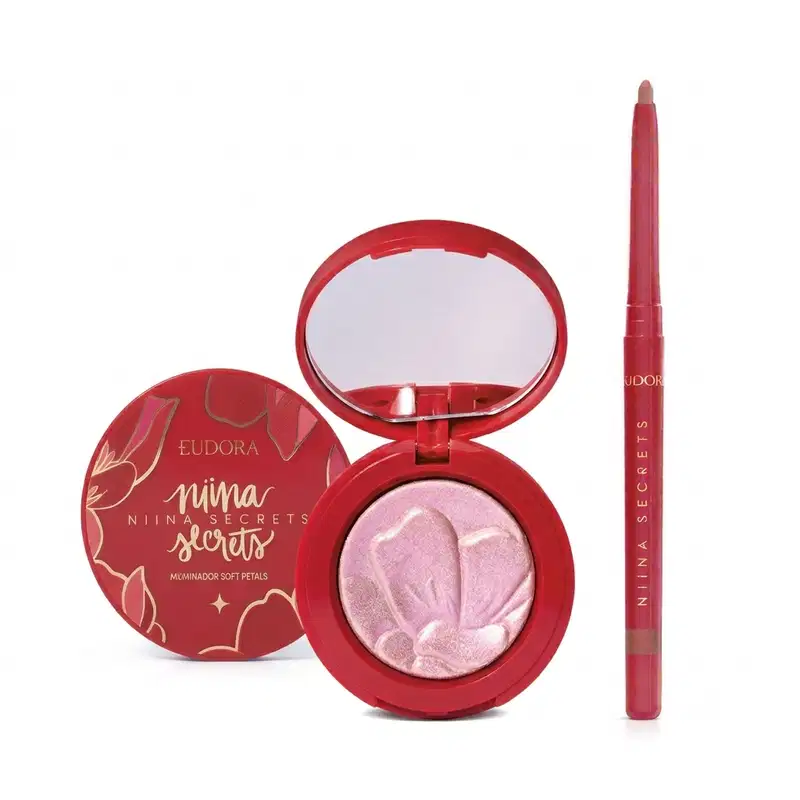 Combo Niina Secrets Soft Petals: Iluminador 3g + Lapiseira Rosa Secreta 1,2g