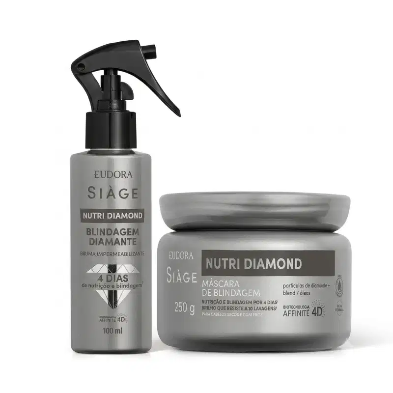 Combo Siàge Nutri Diamond: Máscara Capilar 250g + Bruma Impermeabilizante 100ml