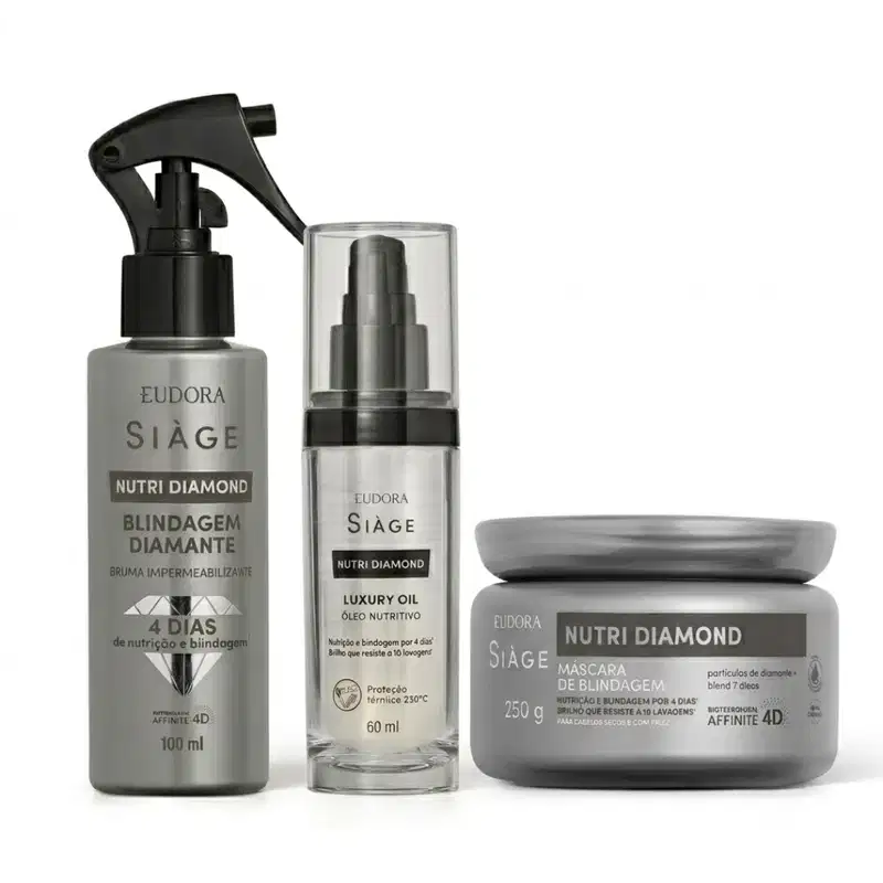 Combo Siàge Nutri Diamond:  Máscara Capilar 250g + Bruma Impermeabilizante 100ml + Óleo Nutritivo 60ml