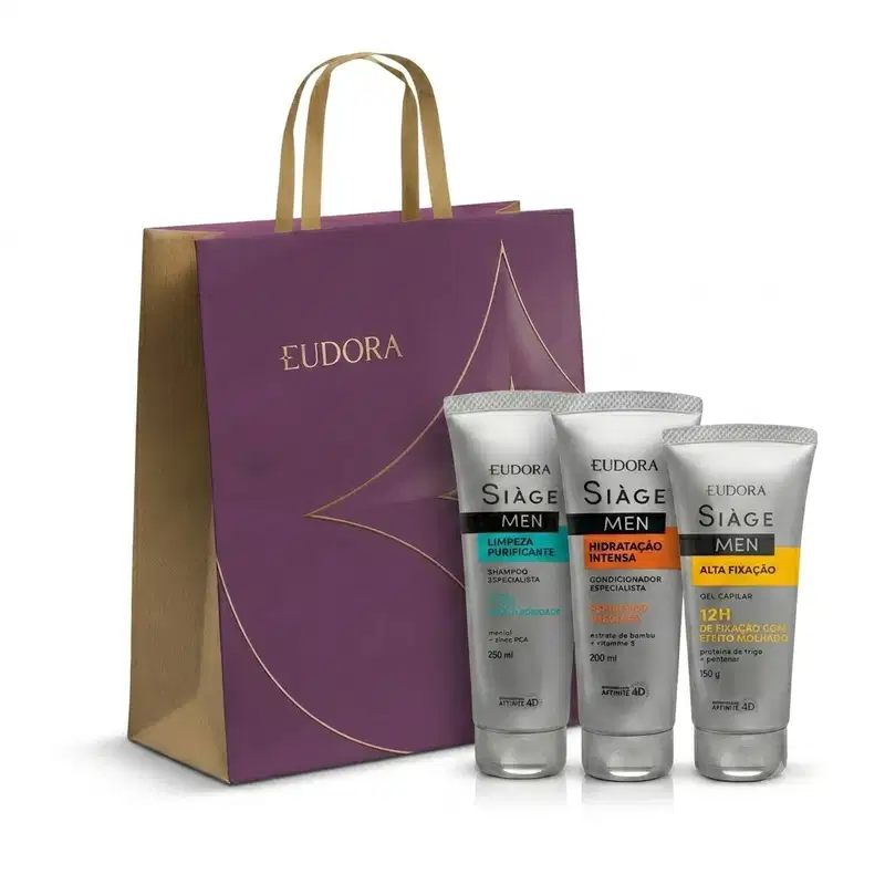 Combo Dia dos Pais: Siàge Men Shampoo Purificante 250ml + Condicionador 200ml + Gel Capilar 150g + Sacola