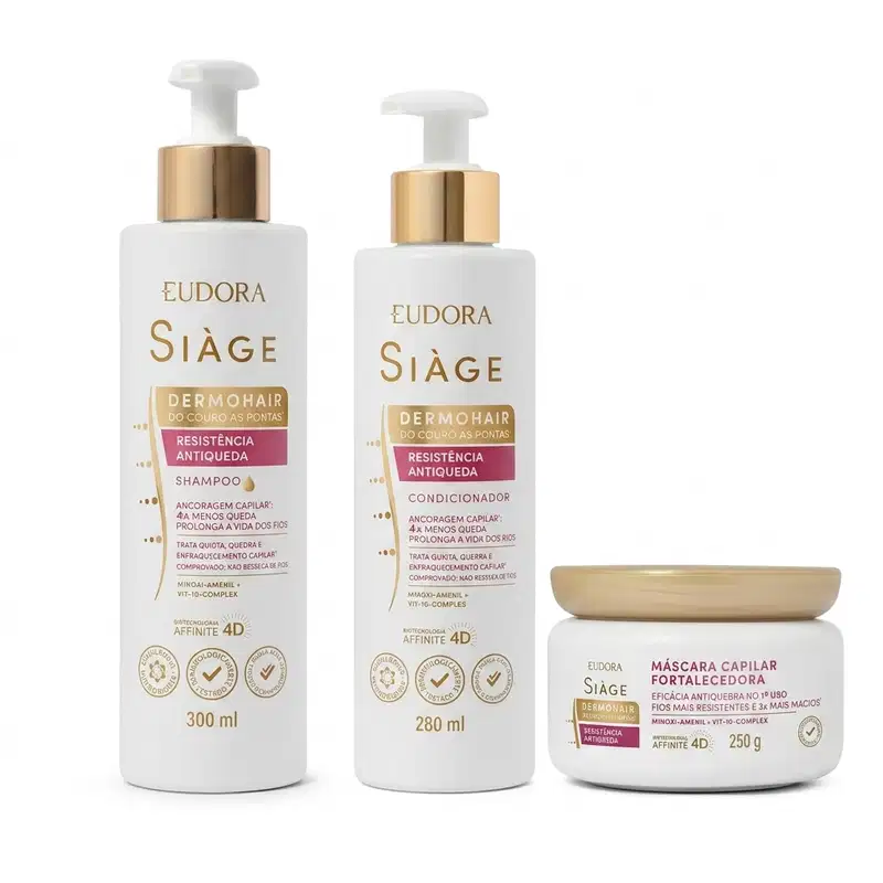 Combo Siàge Dermo Hair Resistência Antiqueda: Shampoo 300ml + Condicionador 280ml + Máscara 250g
