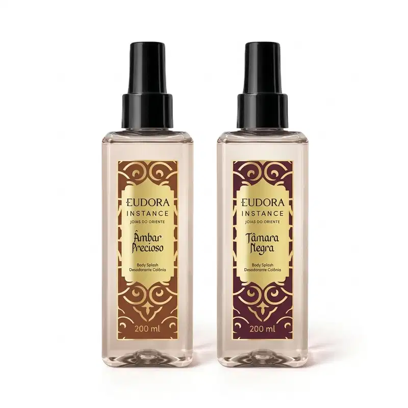 Combo Instance Âmbar e Tâmara: Body Splash Âmbar Precioso 200ml + Body Splash Tâmara Negra 200ml