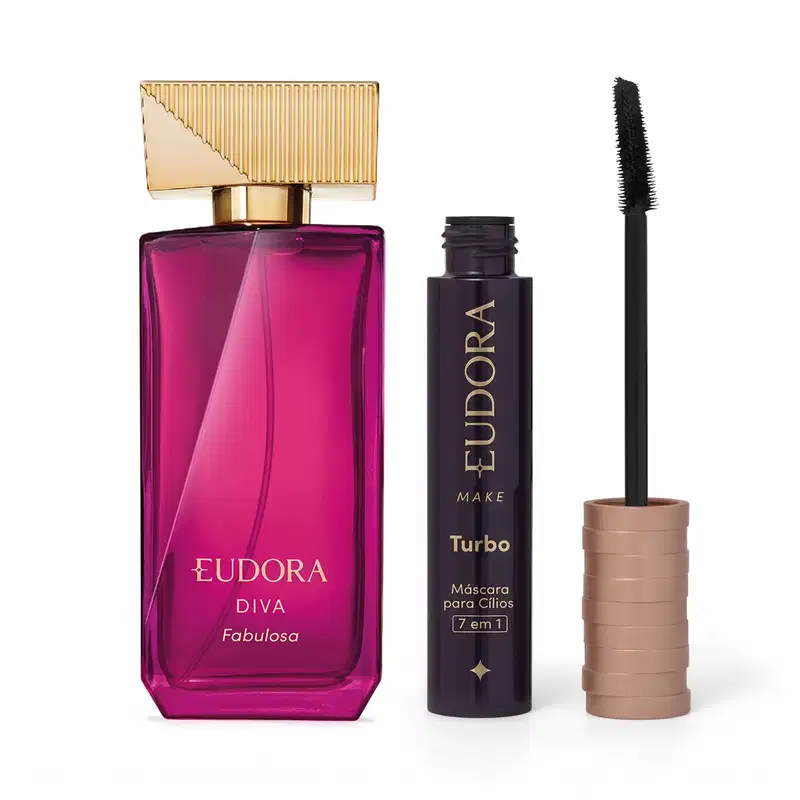 Combo Eudora Diva Fabulosa Desodorante Colônia 100ml + Máscara de Cílios Turbo Eudora Make 10g