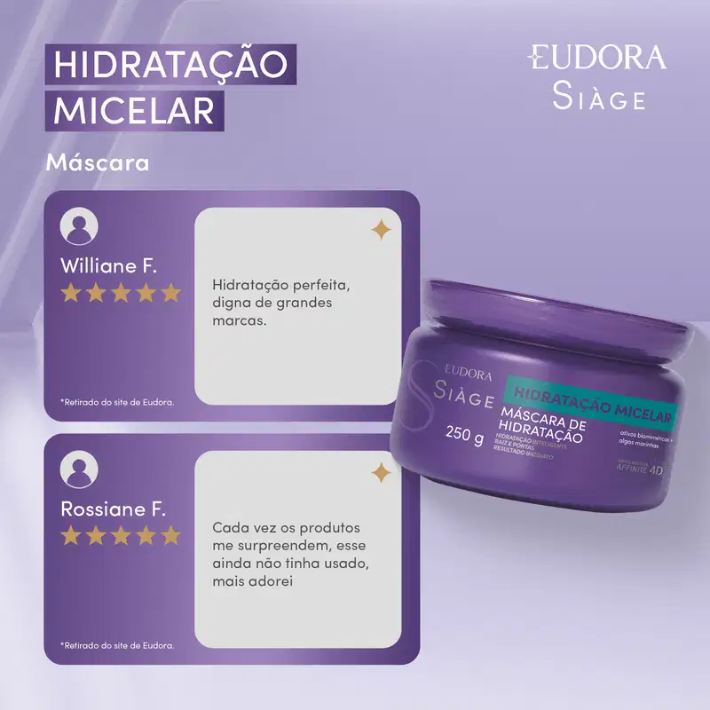 Máscara Capilar Siàge Hidratação Micelar 250g