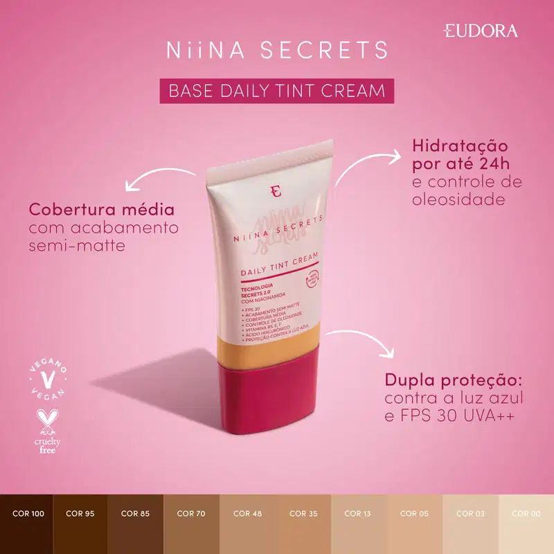 Base Líquida Daily Tint Cream Niina Secrets Cor 03 25ml