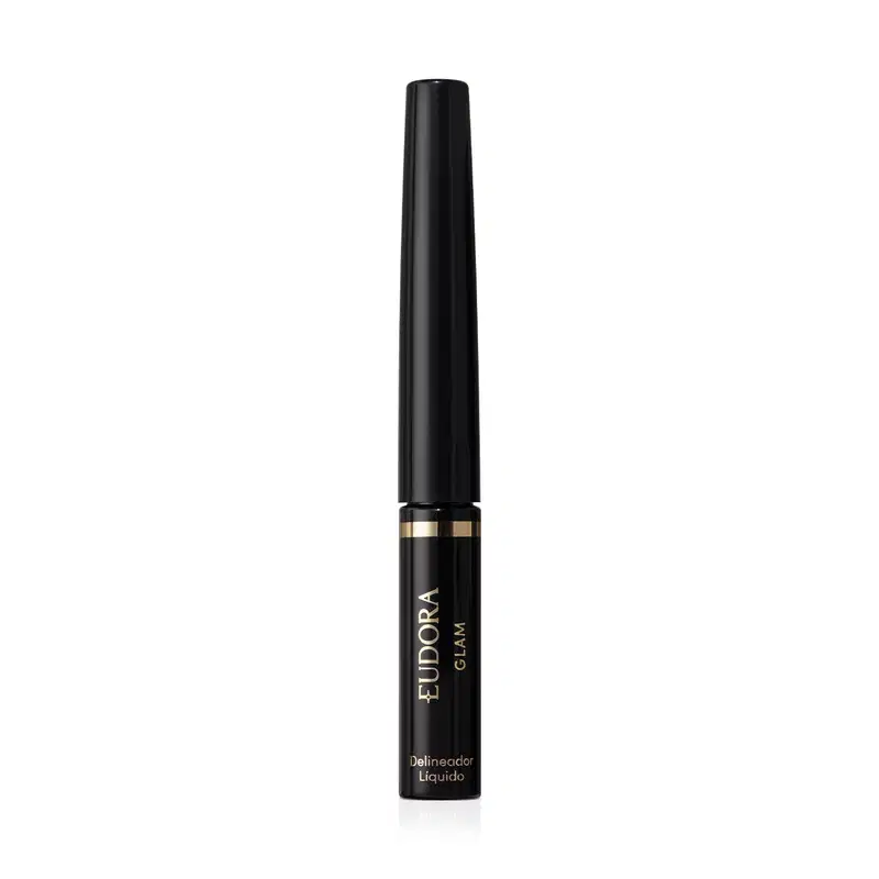 Delineador Líquido Para Olhos Preto Eudora Glam 3ml