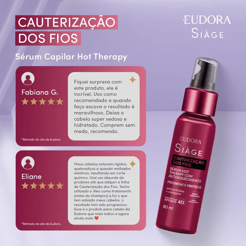 Sérum Capilar Siàge Hot Therapy Cauterização dos Fios 60ml